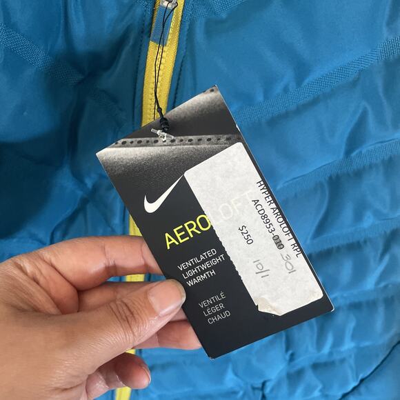 Nike Aeroloft Men's puffer jacket standard fit blue Size 6 - Picture 4 of 9